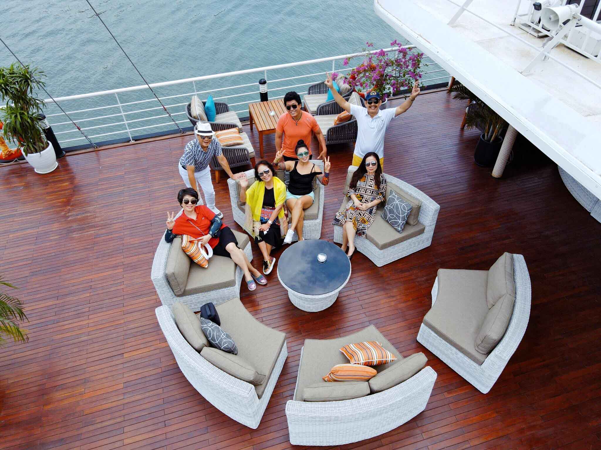 Halong Catamaran – Most Spacious & Premium Halong Bay Day Cruise 3 Halong bay day cruise - Customer on Catamaran deck