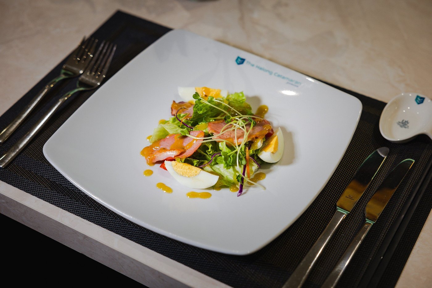 Compare Premium Halong bay Cruises Like Orchid & Halong Catamaran 6 Halong Catamaran salad dish